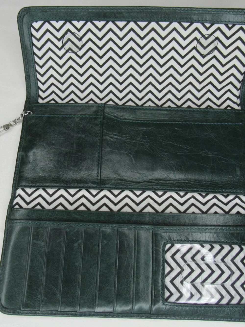 Hobo International Green Leather SADIE Woven Texture Clutch Wallet